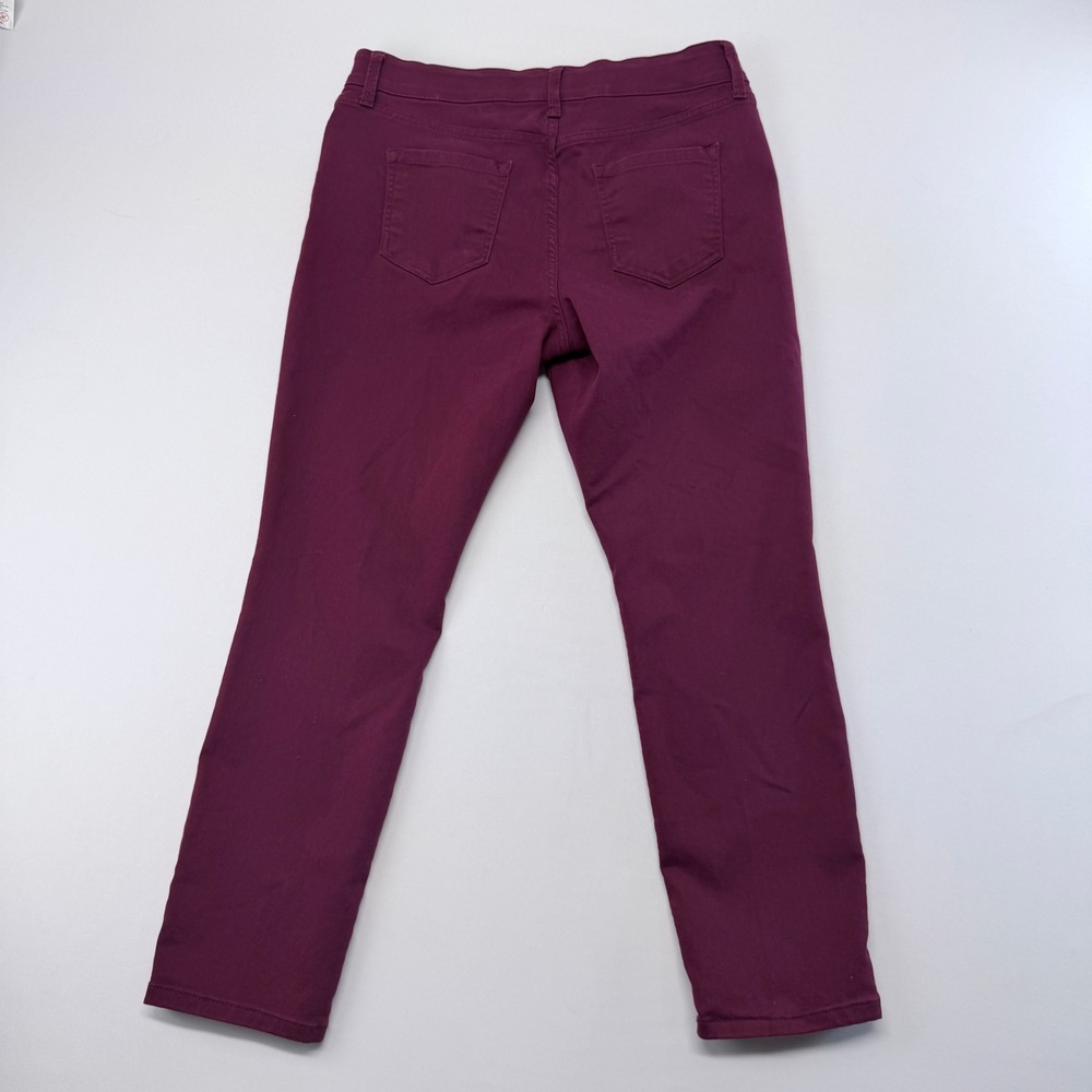 Liz Claiborne Sara Slim Leg Mid-Rise Pants Burgundy Plum 12P Petite - Picture 2 of 8